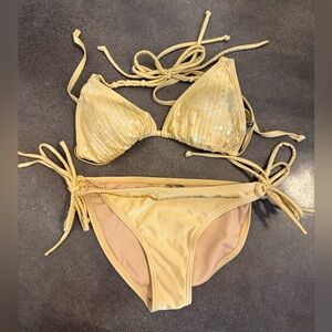 Gold beach sequin bikini set
